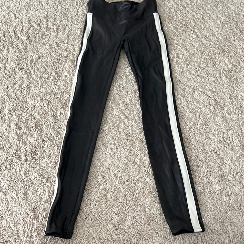 Spanx leggings with white stripe down the side